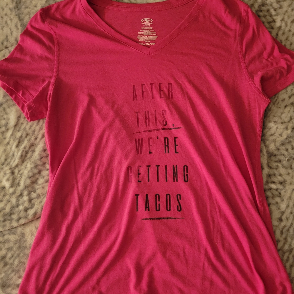 Athletic Works Pink Graphic V-Neck Tee
